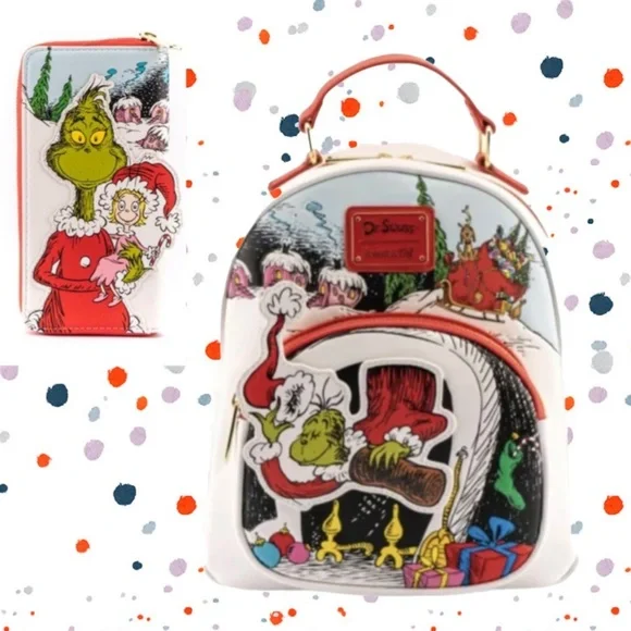 dr. seuss the grinch chimney thief mini-backpack Loungefly | Bags | Loungefly Dr Seuss The Grinch Chimney Thief Mini Backpack  And Wallet